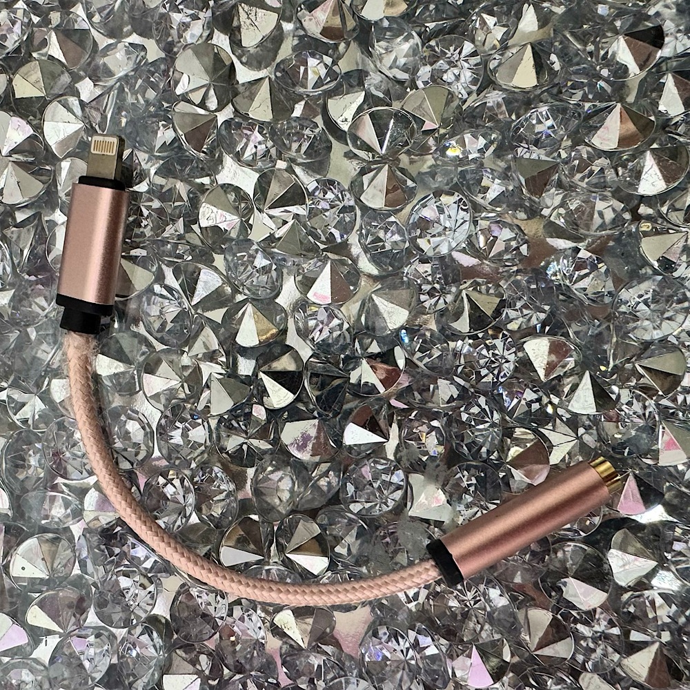 iPhone cord with audio jack adapter rose gold pink cable mini braided cords